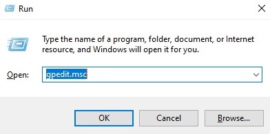 Enter "gpedit.msc" in the Run dialog.