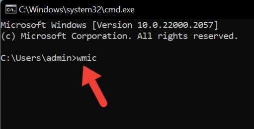 Typing "wmic" command in cmd.