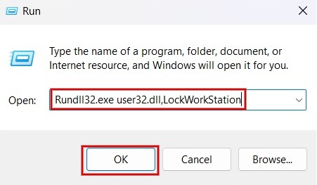Typing command in Run window.