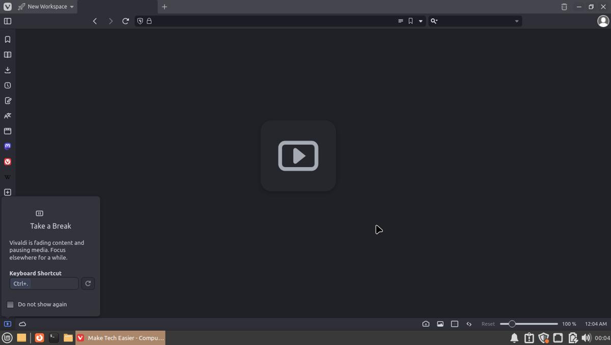 Vivaldi Rest Mode Screenshot