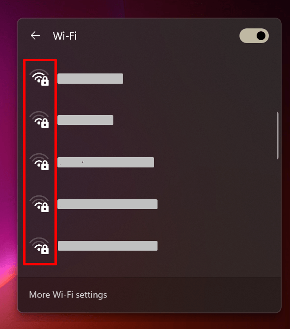 This photo shows the Wi-Fi signal meter