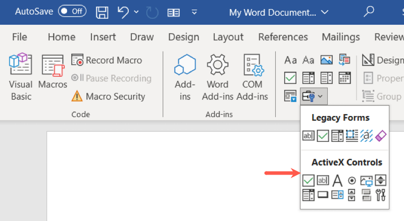 ActiveX Controls in Word
