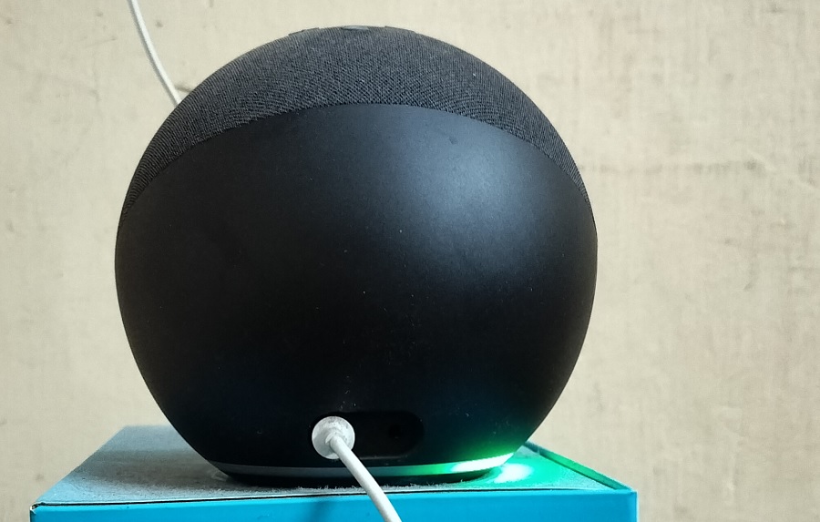 Alexa displaying a green light, indicating that a call is in progress.