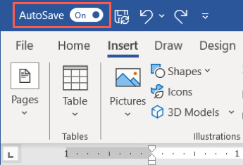 AutoSave toggle turned On in Word