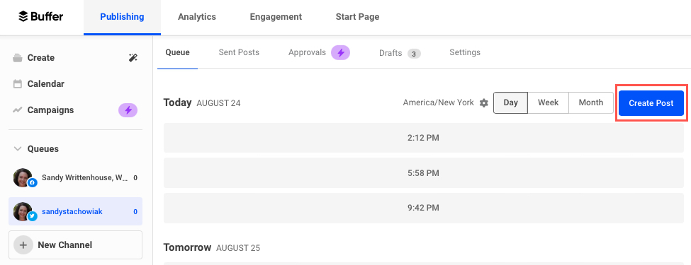 Buffer Create Post button