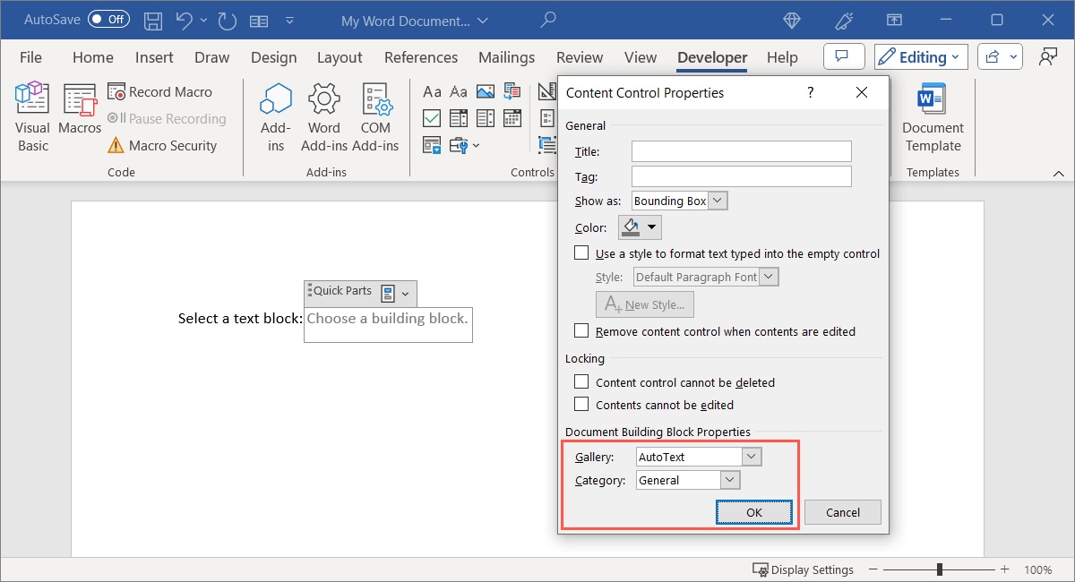 Building Block Content Control Gallery and Category menus