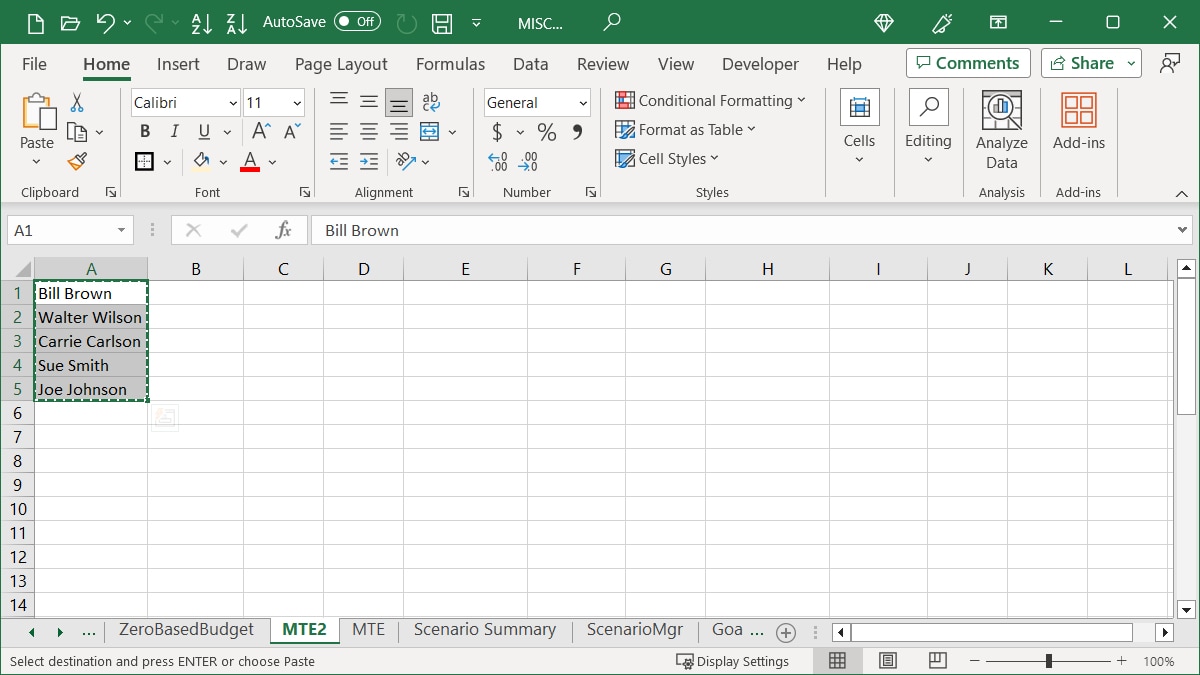 Copied Cells to Transpose