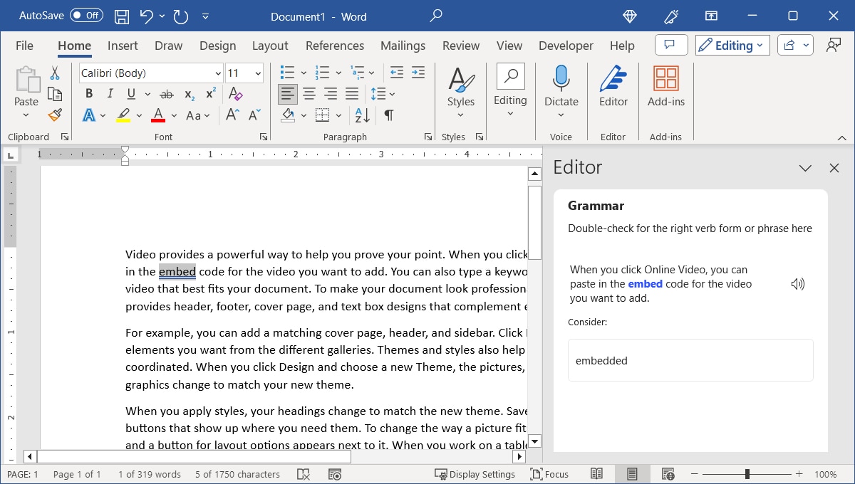 Editor Correction selected