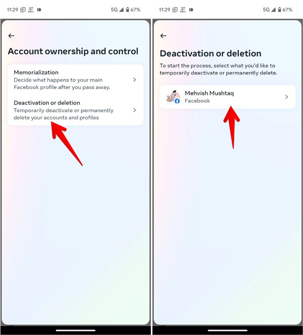 Facebook Mobile Account Ownership Control Deactivate Or Delete