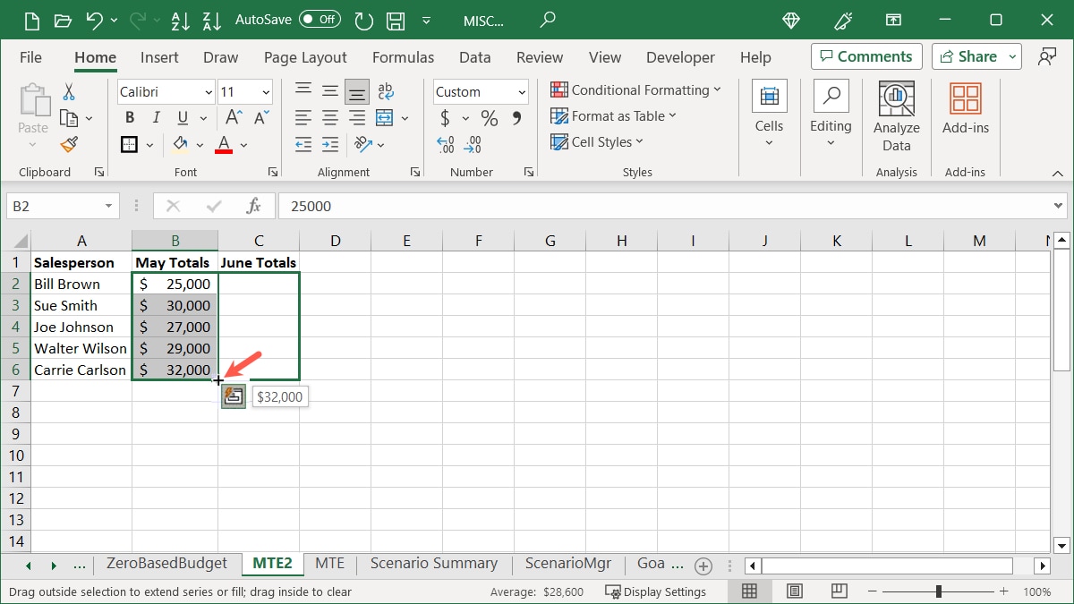 Fill Handle dragging to copy