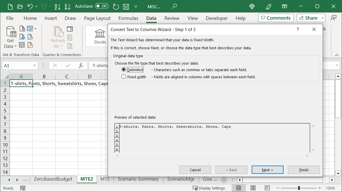 Format Step for Text To Columns