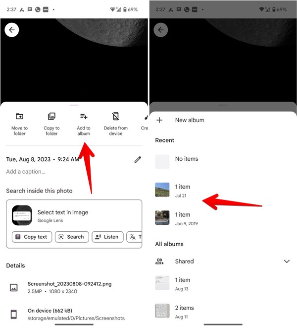 Google Photos Album Add Existing