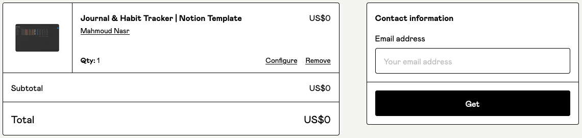 Gumroad receipt and Get button