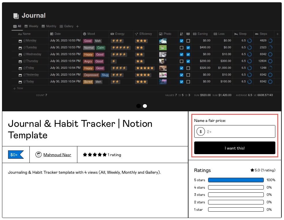 Gumroad contribution field and I Want This button
