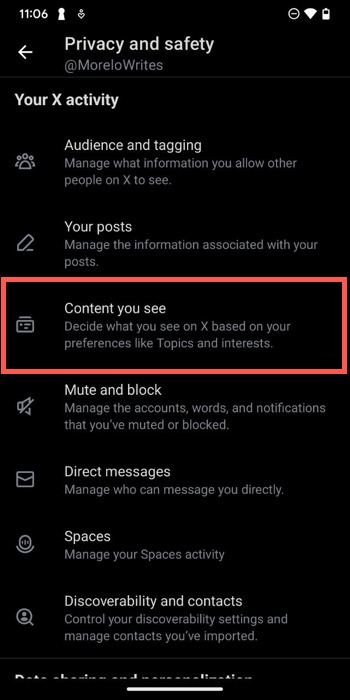 twitter for mobile content you see menu button