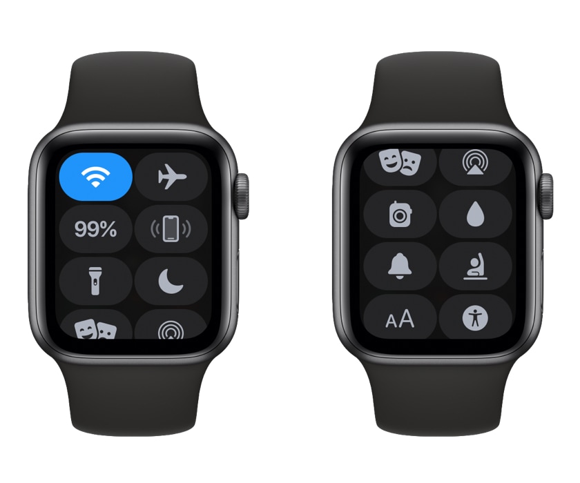 Icons in the Control Center on Apple Watch