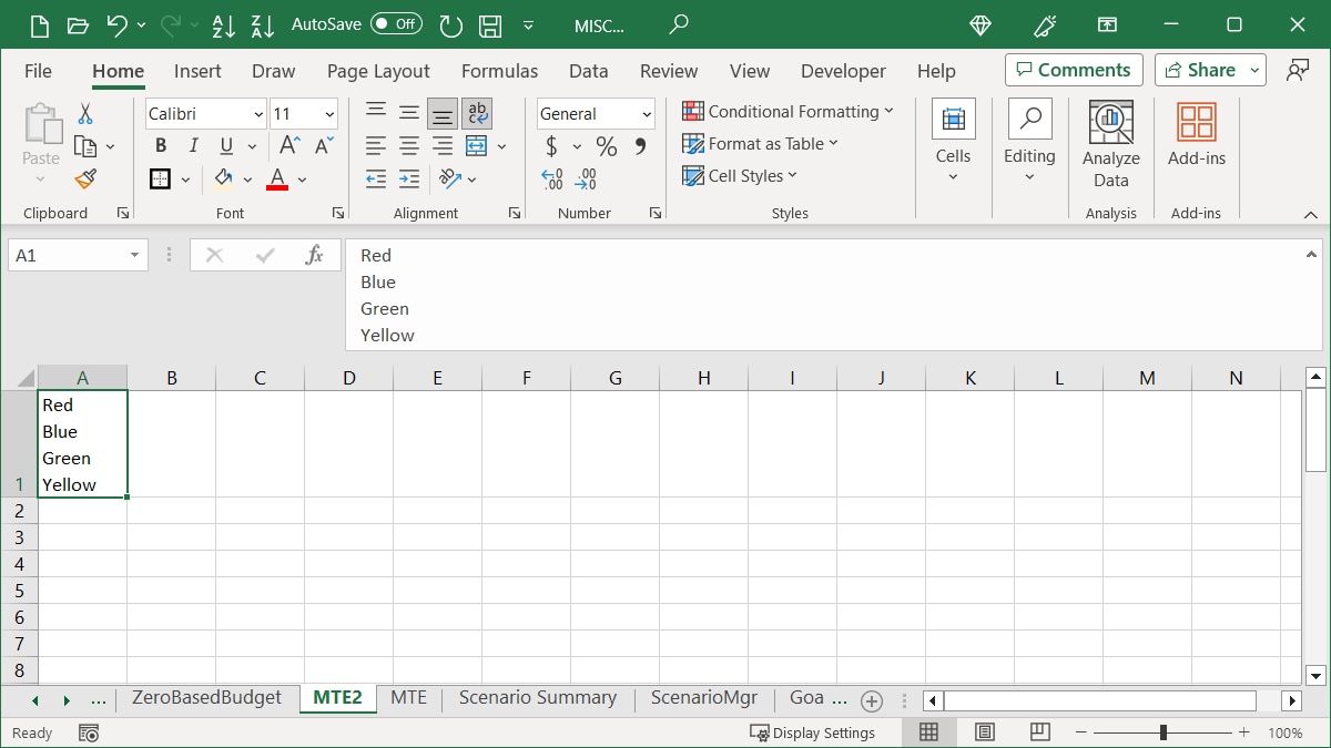 Line Breaks in Excel