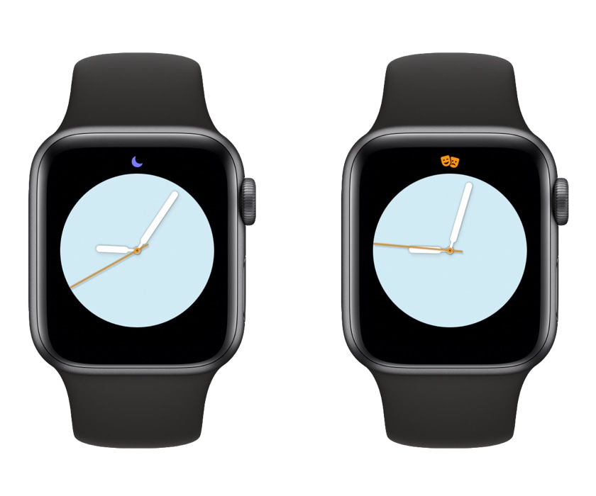 Moon and masks icons on Apple Watch