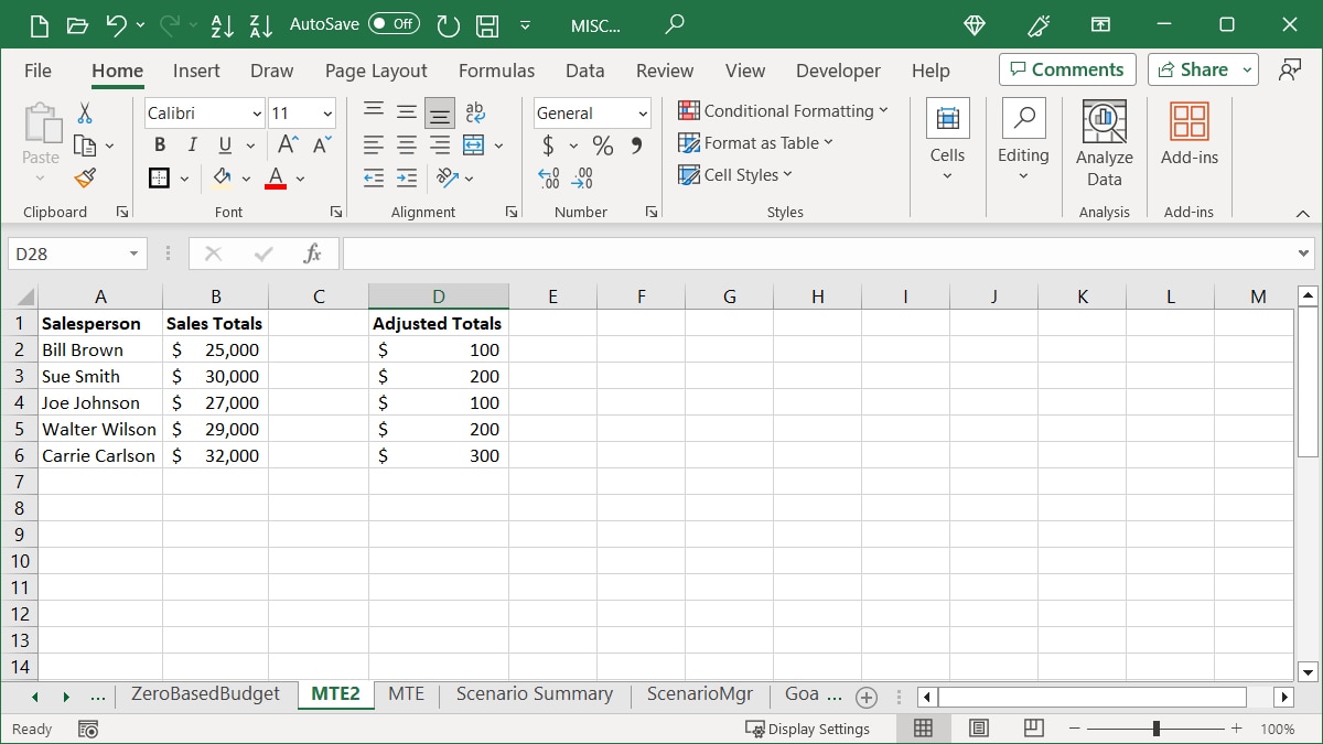 Numbers To Add in Excel