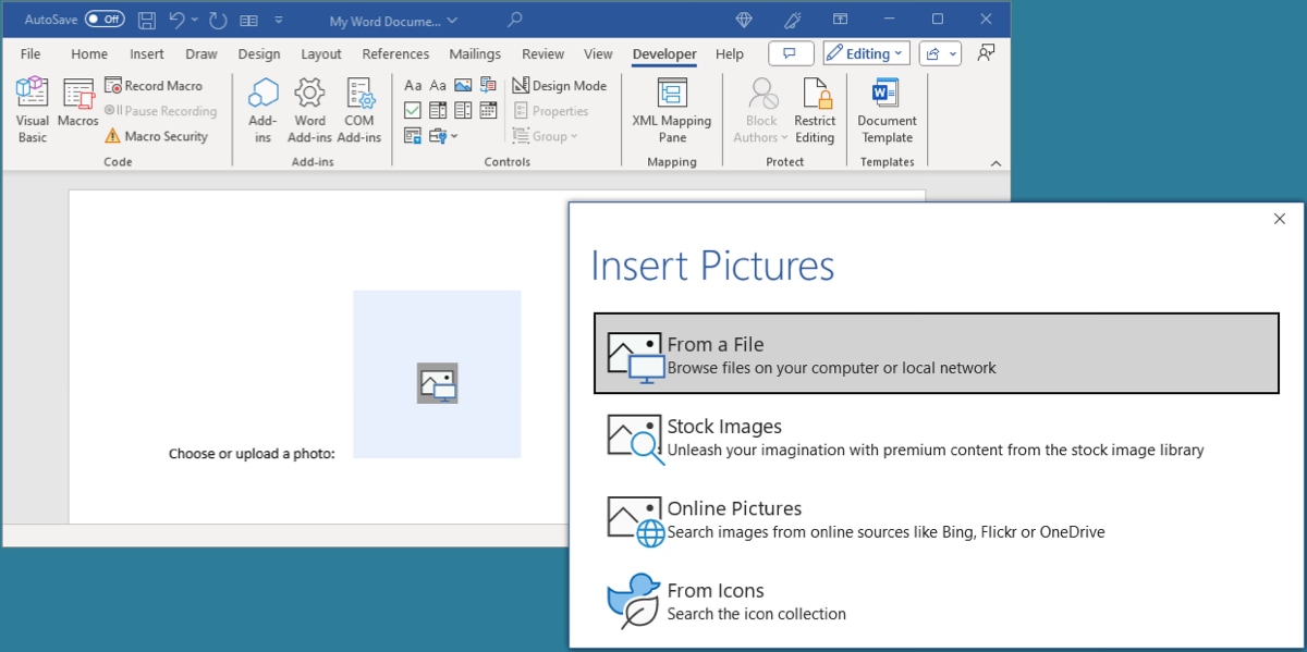 Picture Content Control added in Word