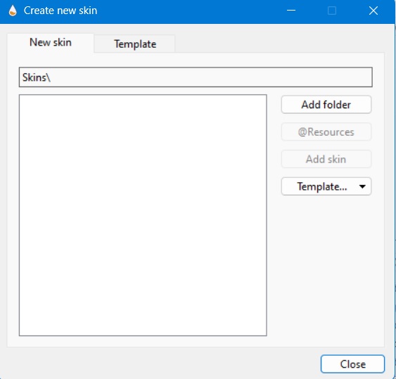 Create new skins folders for Rainmeter with templates visible.