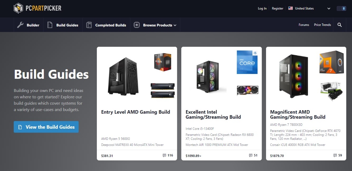 PCPartPicker Website