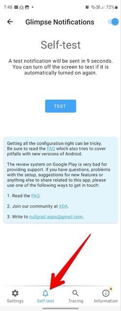 Samsung Glipmse Self Test