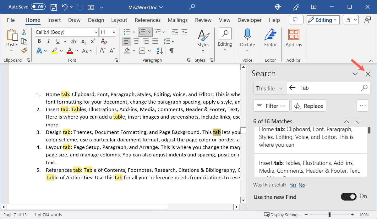 Search pane X to close 