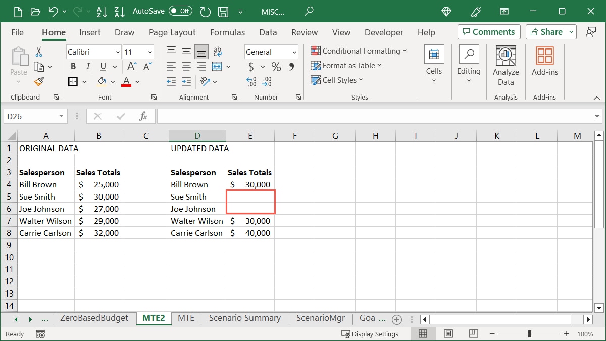 Empty Cells in Excel