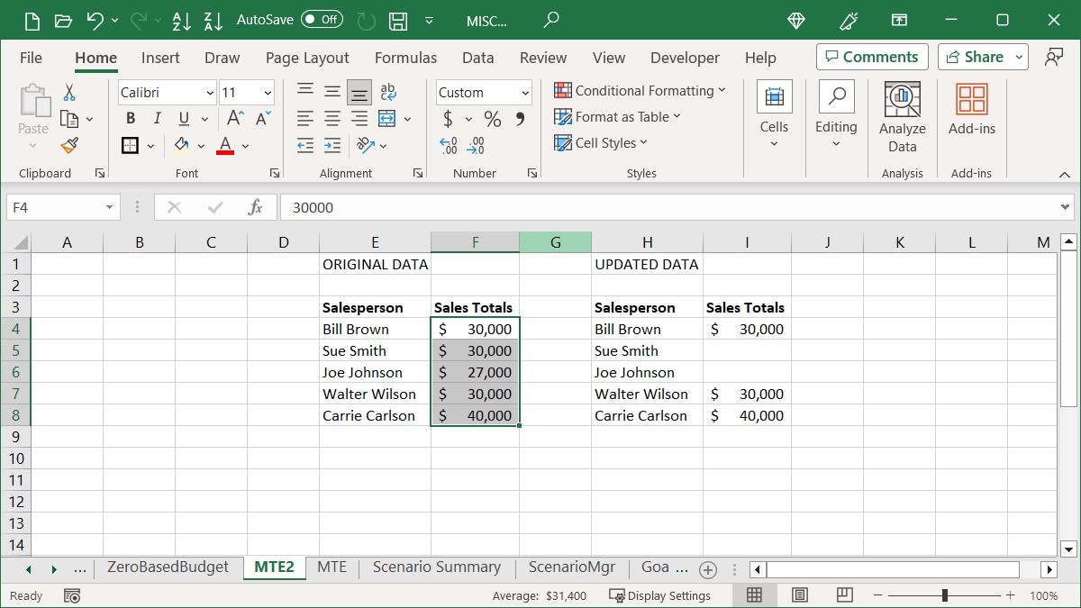 Pasted data with blanks skipped