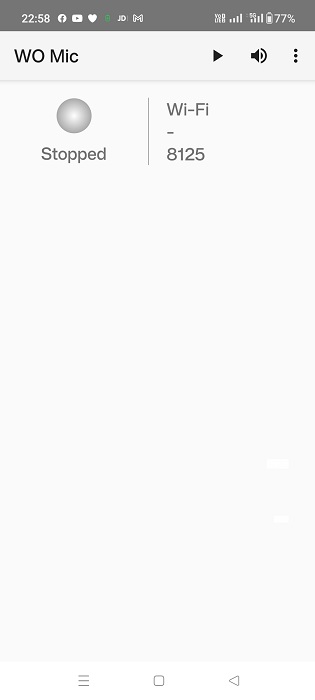 WO Mic app home screen on an Android 13 device.