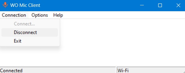Disconnect WO Mic Client using Connection menu on top.