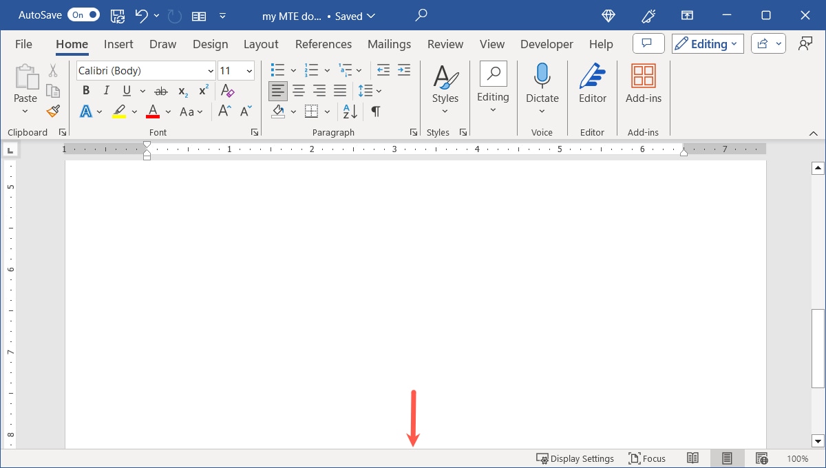 Status Bar in Word