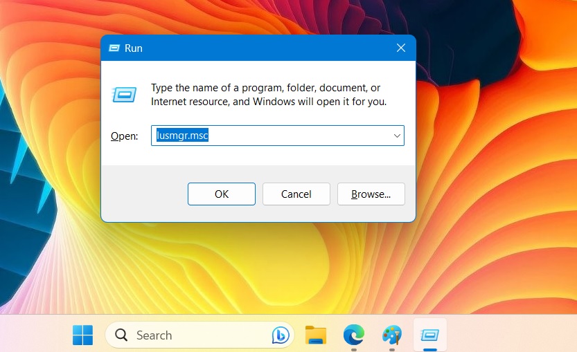 super-admin-run-command Entering Lusmgr.msc in Run command to open Local Users and Groups.