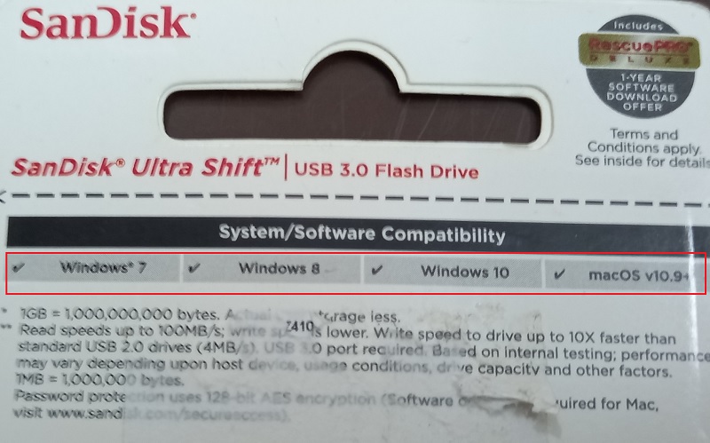 System and software compatible with San Disk USB 3.0 model