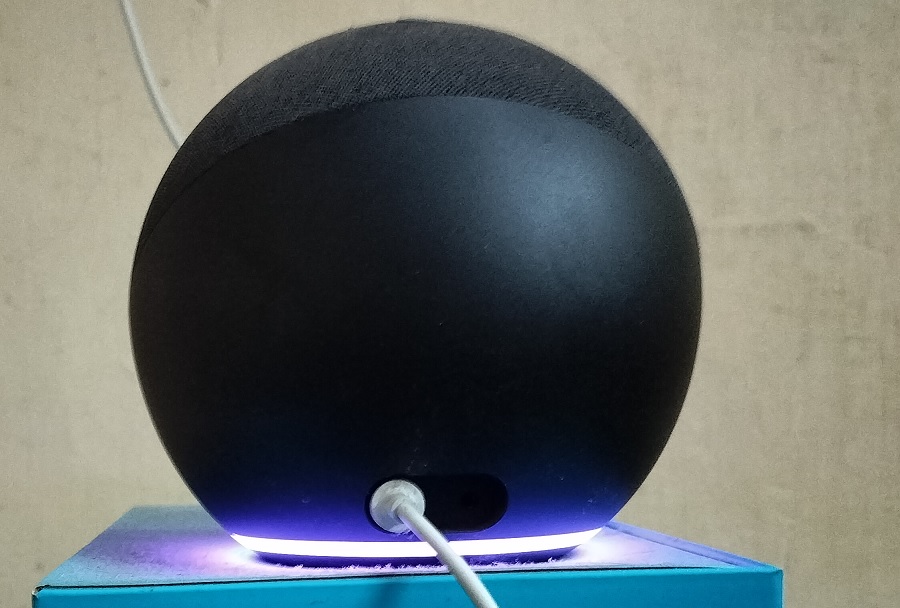 Alexa displaying a purple light, indicating the "Do Not Disturb" mode is On.