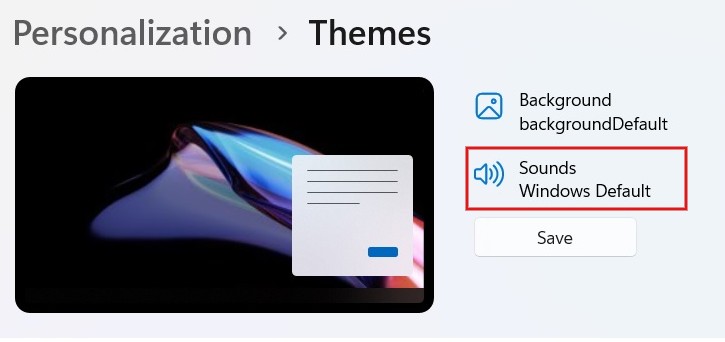 Clicking on "Sounds" in Windows Settings.