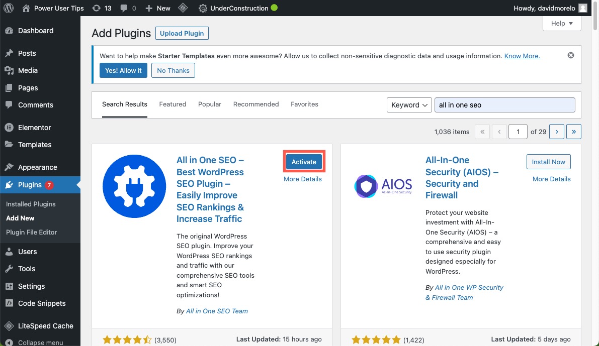 All In One Seo Activate