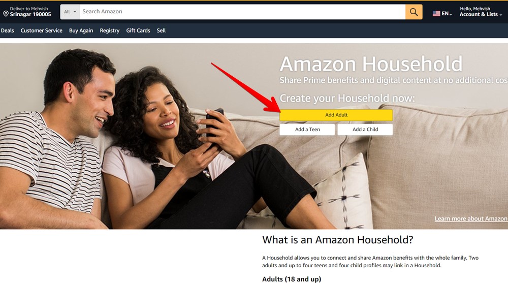 Amazon Household Add Adult