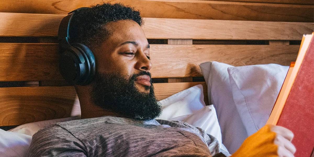 Man Using Wyze Noise-Canceling Headphones