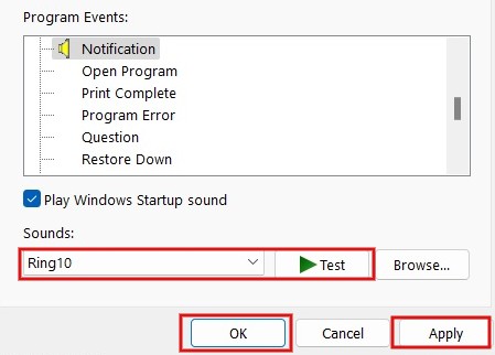 Save your desired notification sound for Windows. 