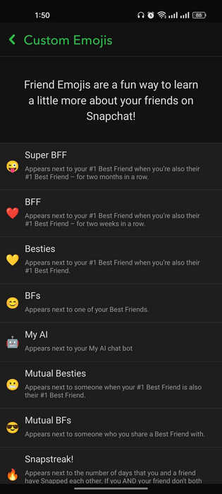 Choosing which emoji to customize in the Snapchat app.