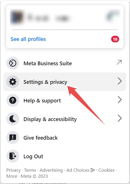Choosing Settings And Privacy In A Menu On The Facebook Website