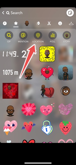 Choosing The Location Pin When Creating A Snap On Snapchat