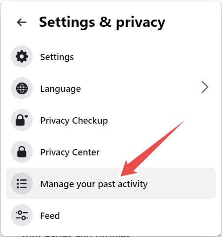 Choosing The Manage Your Past Activity Option In The Settings And Privacy Menu On The Facebook Website