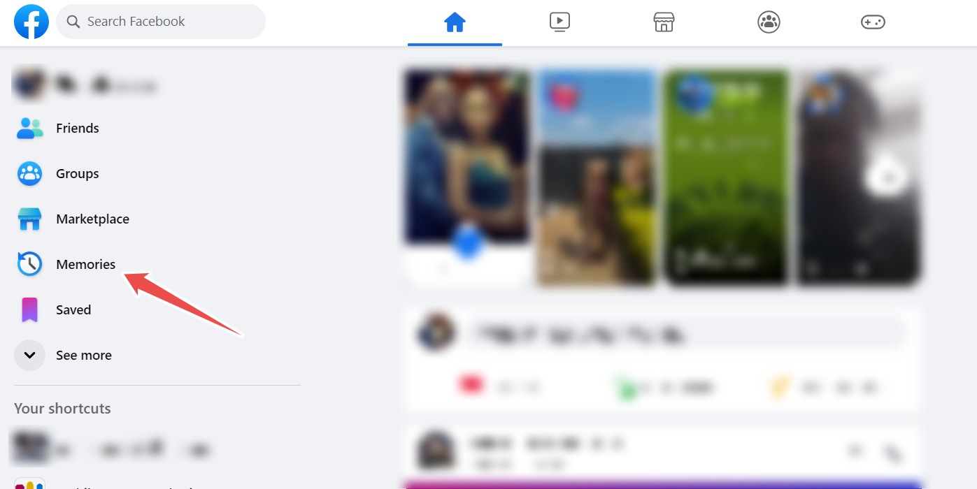 Choosing The Memories Option In The Left Menu On The Facebook Website