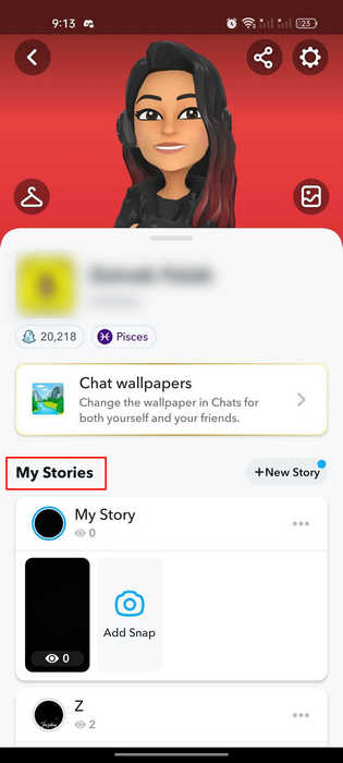 Tapping on the story to save to memories from "My Stories" section.