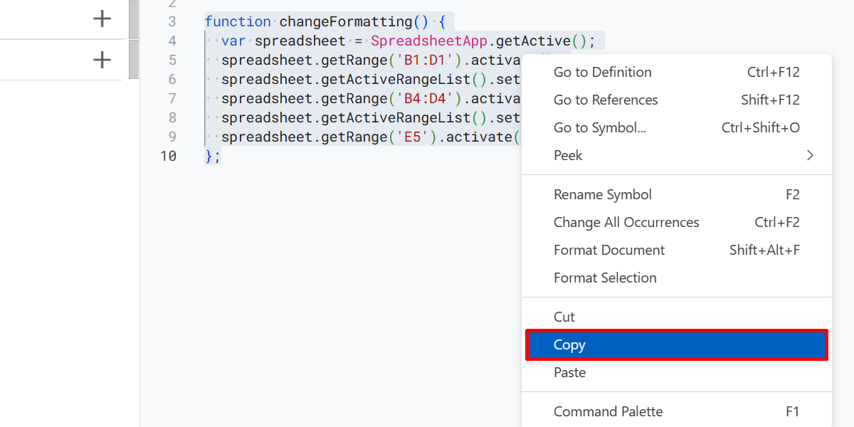 Copying a function from an Apps Script file
