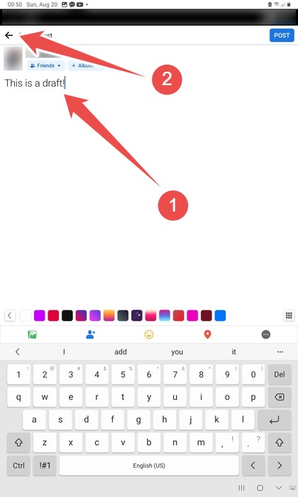 Creating A Draft Then Tapping The Back Button In The Facebook Android App