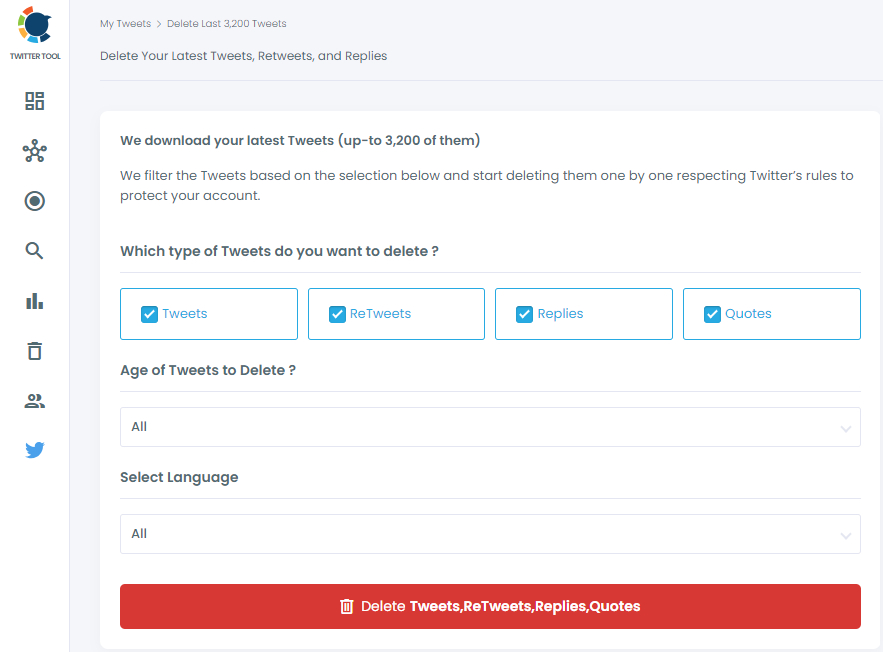Deleting Tweets Using Circleboom tool